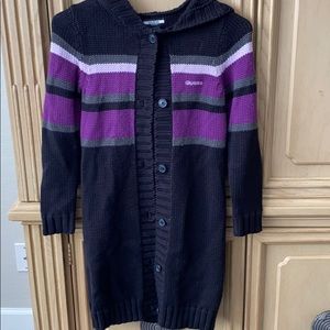 Long cardigan with hoodie